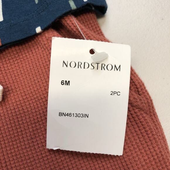 Nordstrom Cottons Baby Boy Newborn 2Pc Set Teal Rustic Sz 6M Abstract - Picture 2 of 8